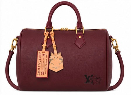 Louis Vuitton Cat Charm Speedy 30 Satchel-Burgundy