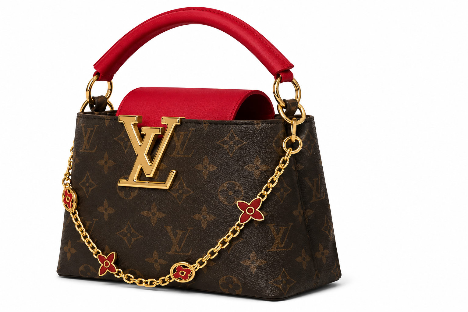 LV Mini Monogram Top Handle Satchel – Brown/Red