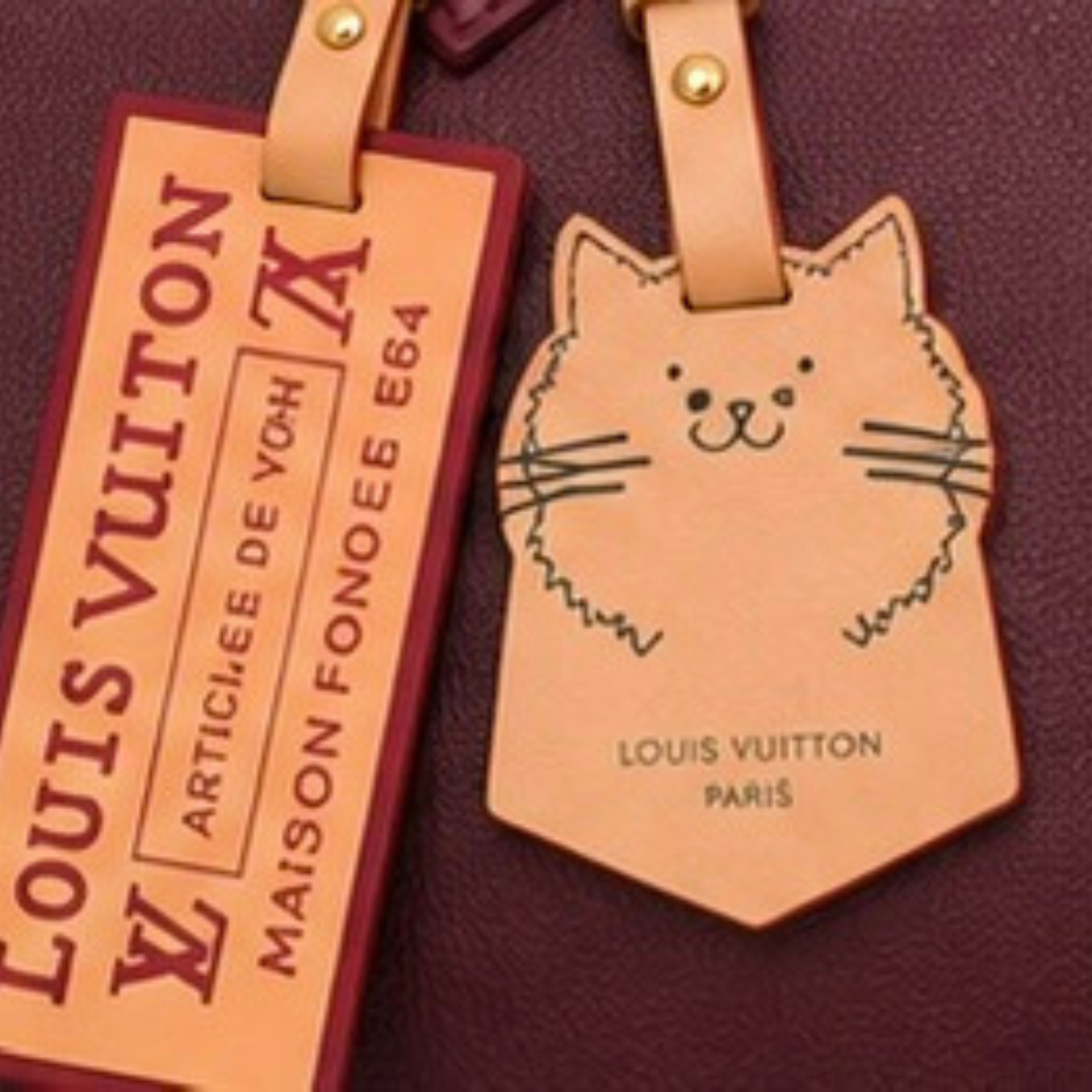 Louis Vuitton Cat Charm Speedy 30 Satchel-Burgundy
