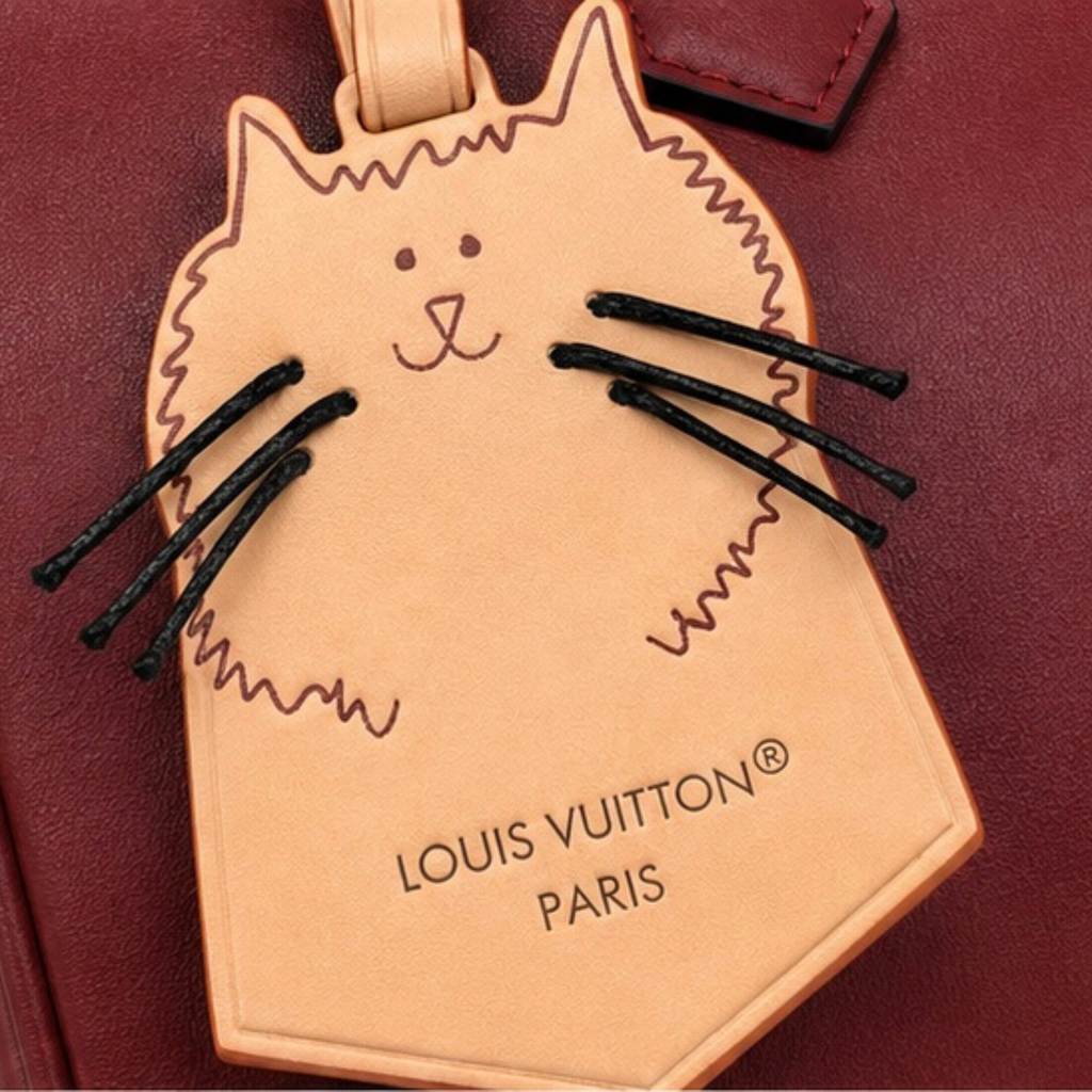 Louis Vuitton Cat Charm Speedy 30 Satchel-Red Wine